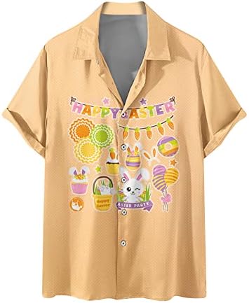Хавайски Ризи за Боулинг за Мъже, тениски с Къс Ръкав Happy Easter, Лятна Плажна Риза с Принтом Яйца, Ежедневни Ризи с Копчета