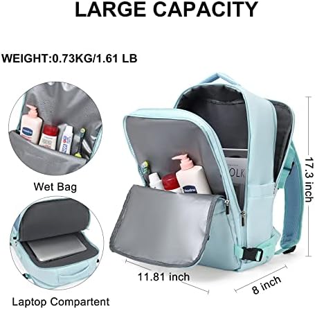 Раница CLUCI за носене на лаптоп 15,6 , Раница за пътуване За жени и момичета, Одобрен от авиокомпанията, Пътна Чанта за лични вещи под седалката, Водоустойчива раница за