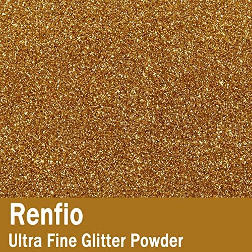 Renfio Gold Ультратонкая Блестяща пудра на прах, 3,5 грама (100 г), Метална PET шушка 1/128 0,008 0,2 мм, Лицето