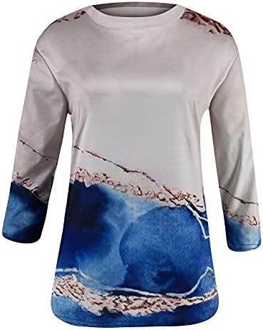 Дамски Блузи, Реколта Тениски с графичен Дизайн, Ежедневен Блуза С 3/4 ръкав, Тениски Оверсайз, Модни Блузи за излизане На Светлина,