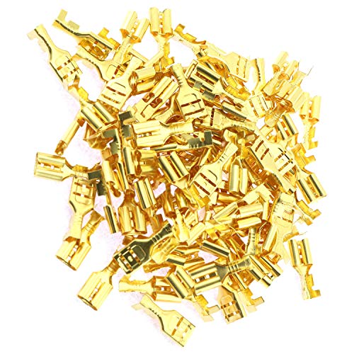 RuiLing 100 Опаковки 2,8 мм Златни Обжимных Клемм с Гнездовой лопата с Изолирующими втулками, самостоятелно