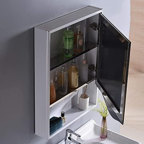 КУПИ Комплект за Стенен шкаф за баня, Домашни Тоалетен огледало Квадратен Огледален Шкаф За Баня, Стенен шкаф за съхранение (Цвят: бял, размер: 581278 см)