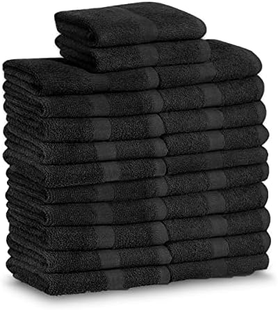 Салонные кърпи за ръце от памук GOLD TEXTILES, устойчиви на отбеливанию (24 опаковки, черни, 16x27 инча) Кърпа за ръце в салона