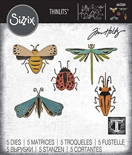 Комплект печати Sizzix Thinlits 5PK Фънки Insects от Тим Хольца, 665364, Многоцветен