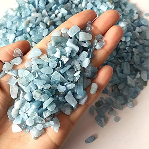 QIAONNAI ZD1226 50 г, 2 Размера Естествен Необработен Синята аквамариновый crystal Мостри на Естествен Чакъл Кристали, Естествени камъни и минерали Натрошени камъни (Размер: 5-7