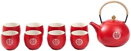 универсален Керамичен Комплект за Приготвяне на Чай Домакински Кана и Комплект Чаши В Китайски Стил Сватбени Подаръци от Червен