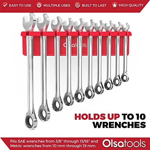 Магнитен Органайзер за ключове Olsa Tools (Червено) |Държач за ключове, Подходящ За гаечных ключове SAE от 3/8 до