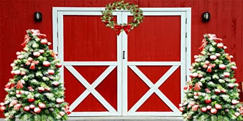 20X10ft Коледен Селски Навес Дървен Ретро Фон Червена Дървена Решетчатая Стена Бяла рамка, която Рамка Коледна Елха Снимка Фон