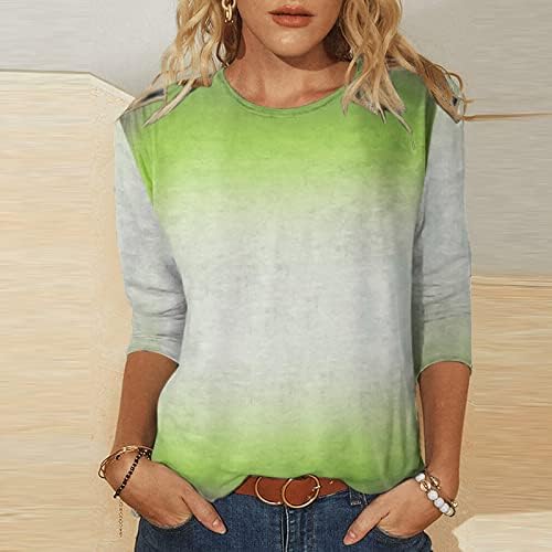 Есенно Лятна Блуза с графичен Дизайн на Тениска за Момичета, през Цялата Деколте с 3/4 ръкав, Деколте Лодка, Памучен Тениска