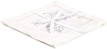 Маркови Кърпички WD-101/MRS-SIL Сватбени Коктейлни Салфетки, от 5.75 x 5,75, Бели със Сребърна бродерия
