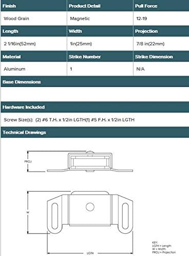 Amerock | Магнитна ключалка за гардероб | дърво | 2-1 / Дължина 16 инча (52 mm) | 1 Опаковка | Вратата се