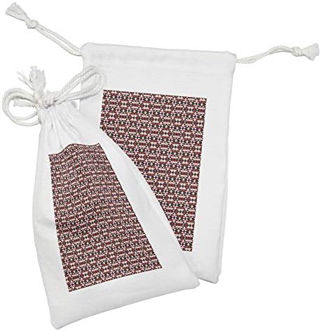 Комплект от 2 Чанти от геометрична тъкан Ambesonne, Модел в стил бохо с Триъгълни ивици, Малка Чанта на съвсем
