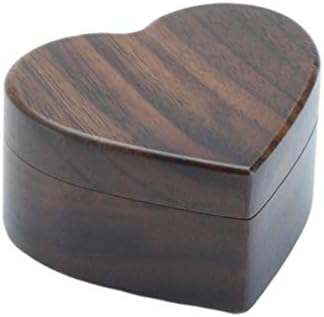 TOPBATHY Черен Орех Дървена Кутия За Годежни Пръстени Реколта Кутия За Пръстени От масивно Дърво във Формата На Сърце за