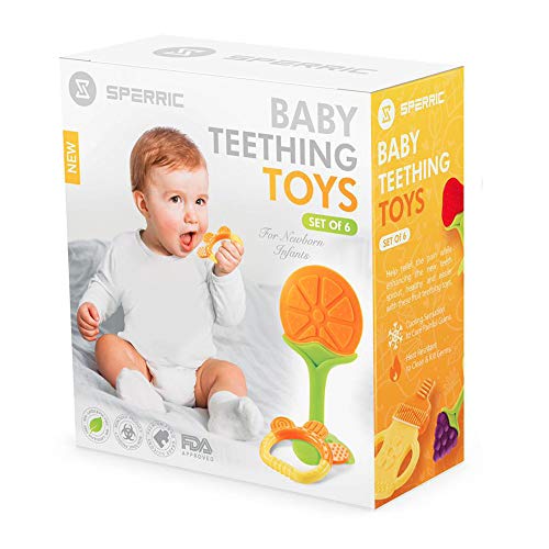 Детски играчки за никнене на млечни зъби за новородени (6 опаковки), за опазване на фризера Силиконови прорезыватели