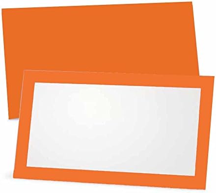 Оранжеви карти за настаняване - Плоски или под формата на палатки - Опаковка по 10 или 50 броя - Бяла Е предната