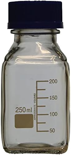 Квадратна бутилка за съхранение на материали Karter Scientific обем 250 мл с капак на винт, 254O2 (опаковка от 2 броя)