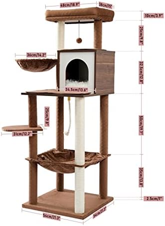 Ванвонская Котешка кула с Тунел, Център на активност за котки с Когтеточками, мебели от Дърво котенца и котки (Цвят: