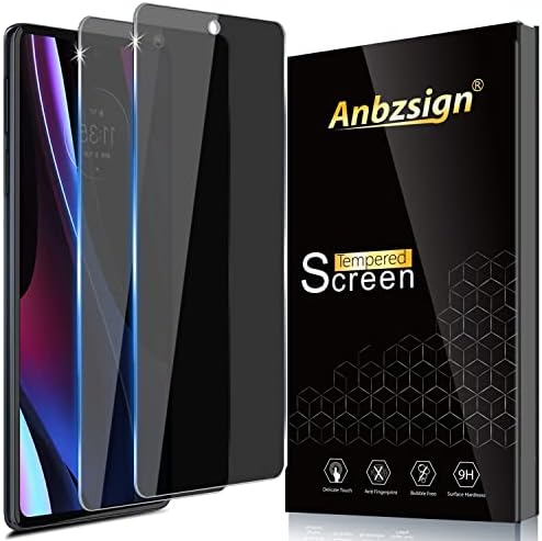 Anbzsign [2 опаковки със защитно фолио за екрана на Motorola Edge + (2022) / Moto Edge Plus (2022) / Edge + 5G UW (2022), която предпазва от проследяване, закалено стъкло твърдост 9H.