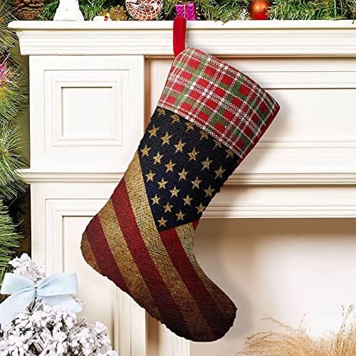 Ретро Флаг на САЩ, Коледни Чорапи С Пайети, Блестящи Стенни Висящи Украси, Украса за Коледната Елха, Празнична