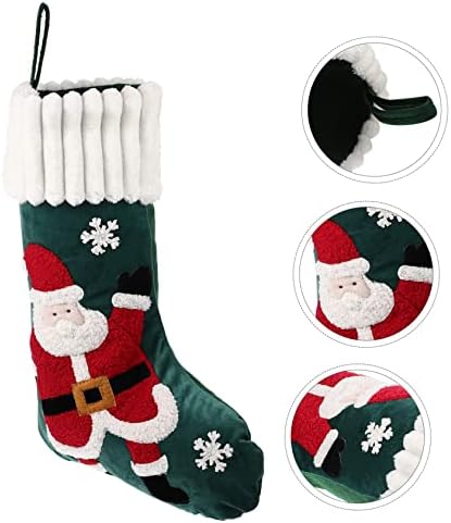 BESTOYARD Бродирани Коледни Чорапи Чанта за подаръци, Дядо Коледа Чанта за подаръци, Дядо Декор Чанта За домашни Любимци