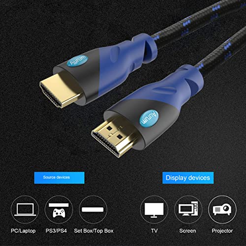 AURUM CABLES Кабели 4K Ultra HDMI Високоскоростен кабел HDMI в оплетке дължина от 6 фута Поддържа ТЕЛЕВИЗИЯ, игра, Ethernet, HDR, ARC, UHD, 3D HDTV, 10,2 Gbit/s, съвместим с PC, лаптоп, PS4, Xbox, Roku, Blue-ray ди