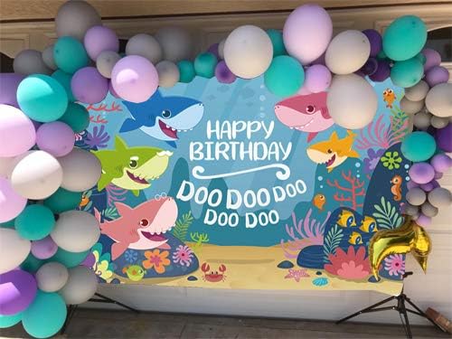 AOSTO 5x3ft Фон за Парти по случай рождения Ден Под Водната Акула Семеен Банер Снимки Декори Подарък за рождения Ден