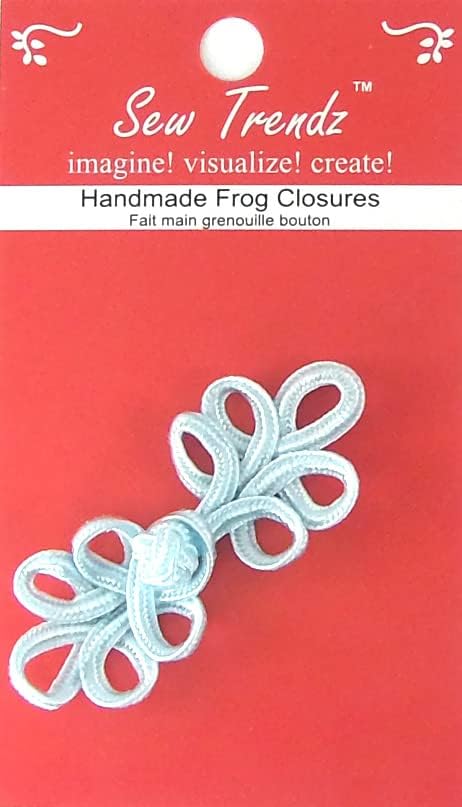 МОДНИ Закопчалка във формата на жаби в китайски стил с плетене на една кука и проушиной - Нежно-Синьо -Дизайн с