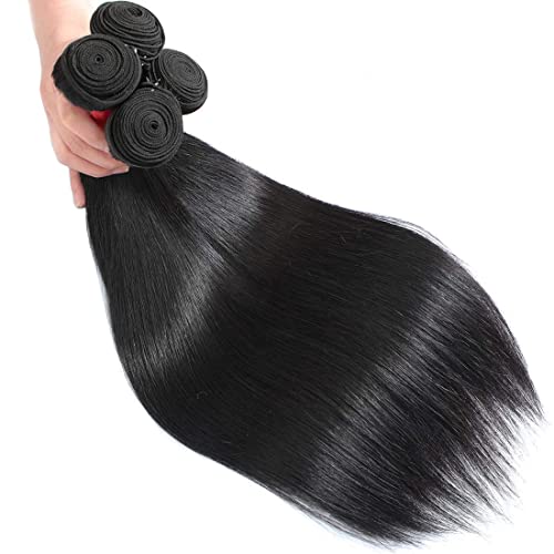 Misoun Бразилски Девствени Косата прави коси Един куп 22 инча Сурови и Директни Девствени Коси За изграждане на Тъкане на Бразилски връзка Натурален черен (100 +/-5 г) /връ?