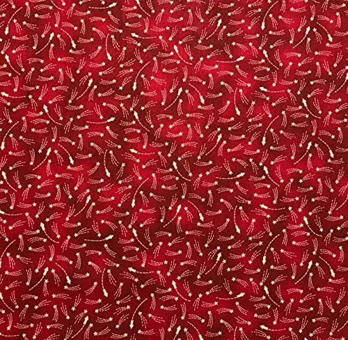 Памучен плат със звездните ленти и знамена на САЩ Патриотични cut - Изберете Кадри и стил (Падащи звезди на червен фон, с ширина 1 парцела х 44 инча)
