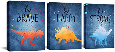 Стенен Декор с Динозавром Apicoture - Синьо И Оранжево Платно, Картини, Смели Щастливи Цитати От Анимационни филми,