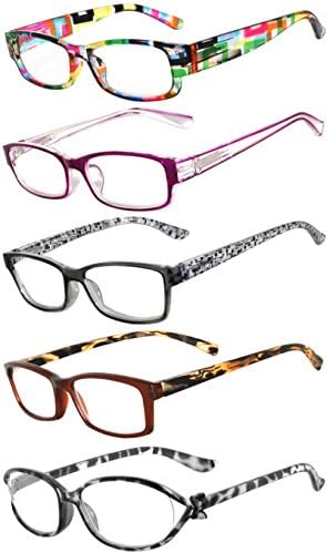Owl Readers 5 Опаковки елегантни женски очила за четене с красиви модели, за дами Луксозен и Стилен вид на пролетта