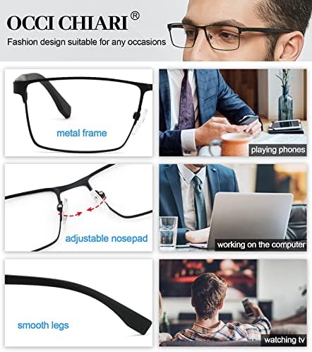 Очила OCCI CHIARI със синя светлина за мъже - Компютърни очила за мъже - Черна рамки за очила - точките за мъже