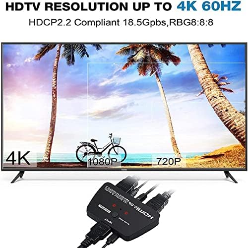 TECKEEN HDMI Splitter 1in 2 Out, HDMI switch 4K @ 60Hz с 3,5-мм аудиоподдержкой 3D, HDR функцията Dolby Vision HDTV, STB,