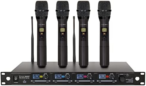 Преносим микрофон система PendoMax Professional UHF 4, безжичен микрофон система, 1000 канала, обхват UHF 500 Mhz, безжичен микрофон с фиксирани честоти, Микрофони за Караоке пеене, па