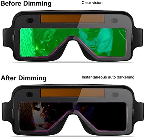 JLXINMET Заваръчни Очила с Автоматично Затъмняване Заваръчни Очила на слънчеви Батерии 2 Сензора Заваръчни Очила