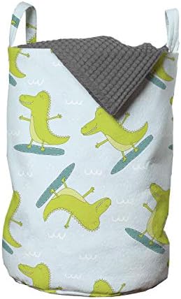 Чанта за дрехи Ambesonne Gator, Масивна Забавно изображение на Крокодил, Отговарящ за сърф, Кошница за дрехи с дръжки, Закрывающаяся