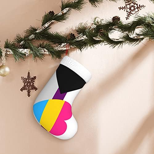 QG ZZX Коледни Чорапи с Бяла Супер Меки Плюшени Белезници Демисексуальный Панромантический Флаг Гордост Коледни Чорапи, Коледни Украси Отглеждане