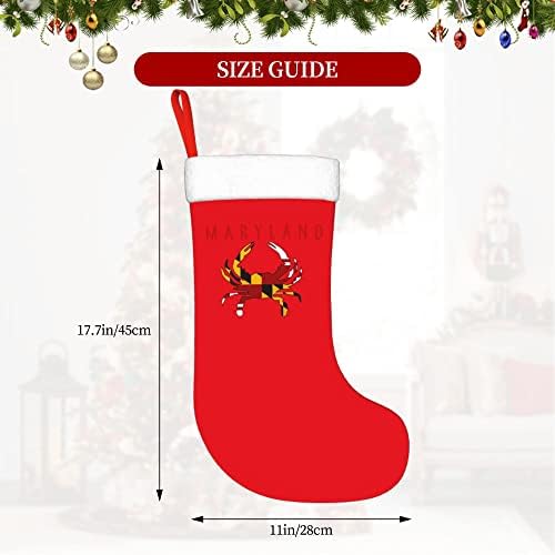 QG ZZX Коледни Чорапи с Бяла Супер Меки Плюшени Белезници, Флаг на Щата Мериленд, Коледни Чорапи с раци или, Коледни Украси,