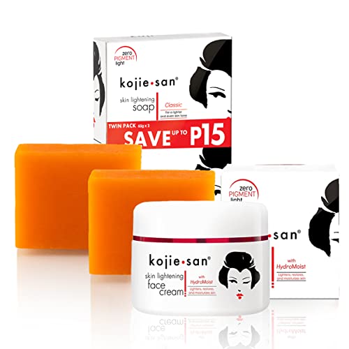 Сапун за кожата Kojie San от 2 теми, Оригиналното сапун с койевой киселина, 2 барове - по 65 грама Всяка, Крем за лице 30 грама - за да Получите по-светъл тон на кожата!