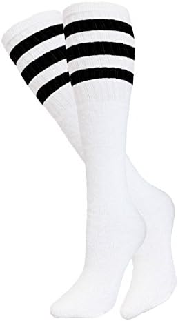 Пълни 90 Мъже 5 ДВОЙКИ Класически спортни Чорапи-тръби в разноцветную райета, Размер чорап 10-15, Бели, Големи