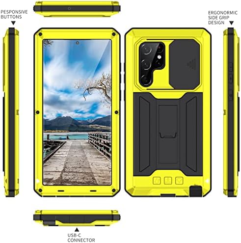 Simicoo Samsung S22 Ultra Case със защита на екрана на камерата, Samsung S22 Ултра Здрав Метален Сверхпрочный