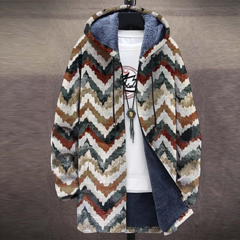 TAKSUN, Винтажное палто с качулка в стил Мозайка с 3D-принтом, Мъжки Есенното Яке със средна дължина на цип, Зимна Мъжка