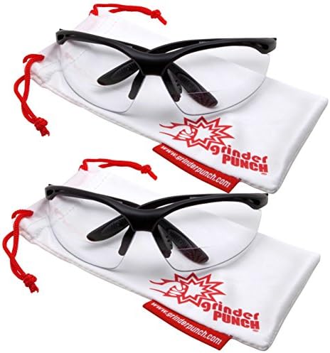 grinderPUNCH 2 Чифта Защитни Очила ANSI Z87, Удароустойчив Нескользящие Очила С прозрачни лещи, Бифокални Очила За четене