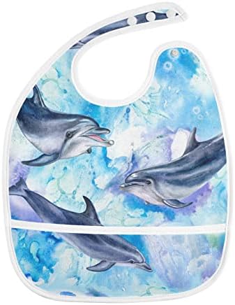 Emelivor Делфините са Морски Живот Бебешки Лигавници за Малки Момчета И Момичета, Престилки за Хранене, Непромокаеми Бебешки