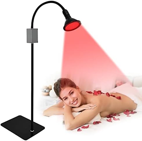 Лампа за терапия с Червена Светлина с Подови стойка, Лампа за терапия Червена светлина за Лицето, Инфрачервена лампа 660 нм