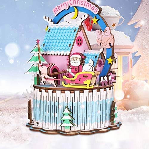 LKYBOA Коледна Творческа Музикална ковчег САМ Дървена Музикална Ковчег Декорация на Дома, на Миниатюрна Сглобяване