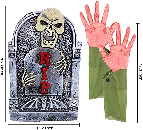 F FiGoal Декор на двора за Хелоуин Набор от ръце Bloody Zombie Arms включва в себе си две 17-инчови колове и 16-Инчови