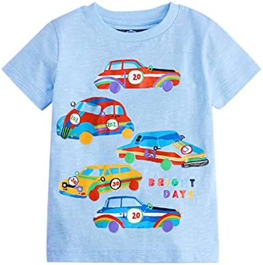 Тениски с къс ръкав за малки Момчета, Ежедневни Памучни Тениски с изображение на Автомобила, Лятна Горна дреха с деколте