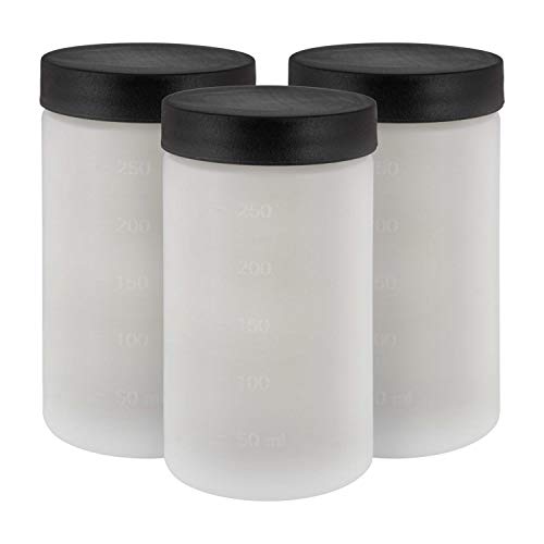 Belloccio C3-11 Чаши за слънчеви бани със слънчеви DHA-спрей с капаци (опаковка от 3 броя) - 8,5 унции (250 мл) Пластмасови