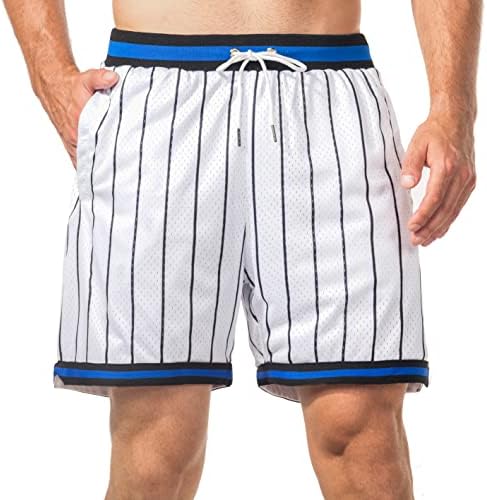 HEALONG Баскетболни Спортни къси Панталони за Мъже - Мрежести Спортни Шорти за Занимания във Фитнес Залата с завязками в Ретро стил, Ежедневни Модни Къси Панталони с Д?